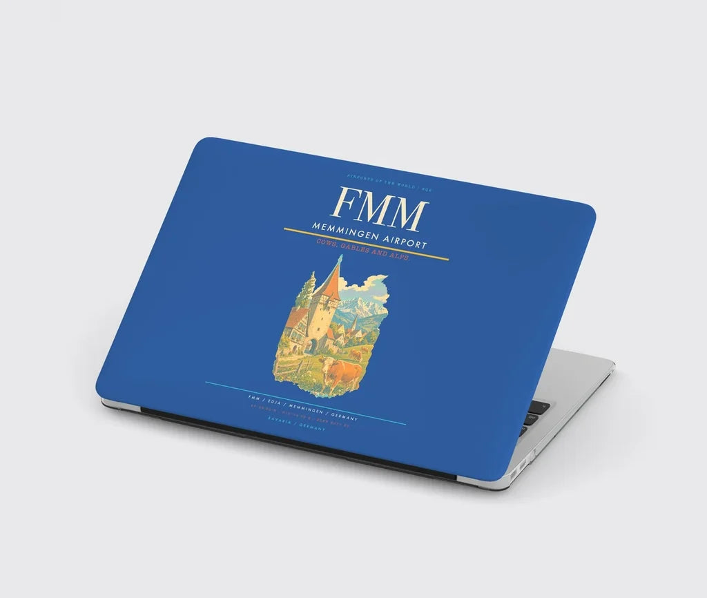 Memmingen Airport (FMM) design on blue MacBook case