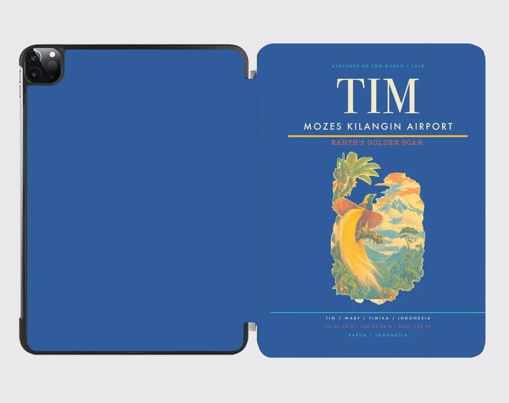 Mozes Kilangin Airport (TIM) design on blue ipad tablet case