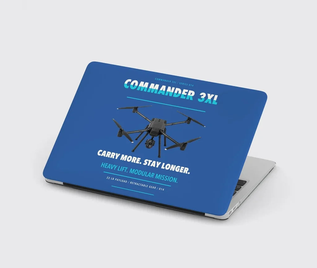 Draganfly Commander 3XL design on blue MacBook case