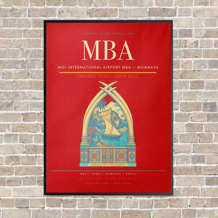 Moi International Airport MBA — Mombasa vertical canvas print - framed - red background