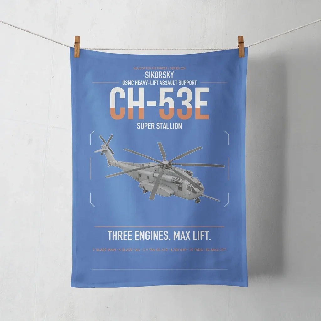 Sikorsky CH-53E Super Stallion design on blue towel