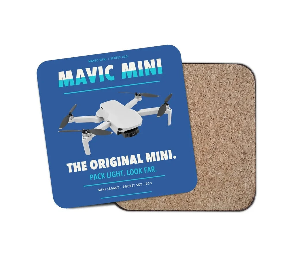 DJI Mavic Mini design on blue 1 piece coaster