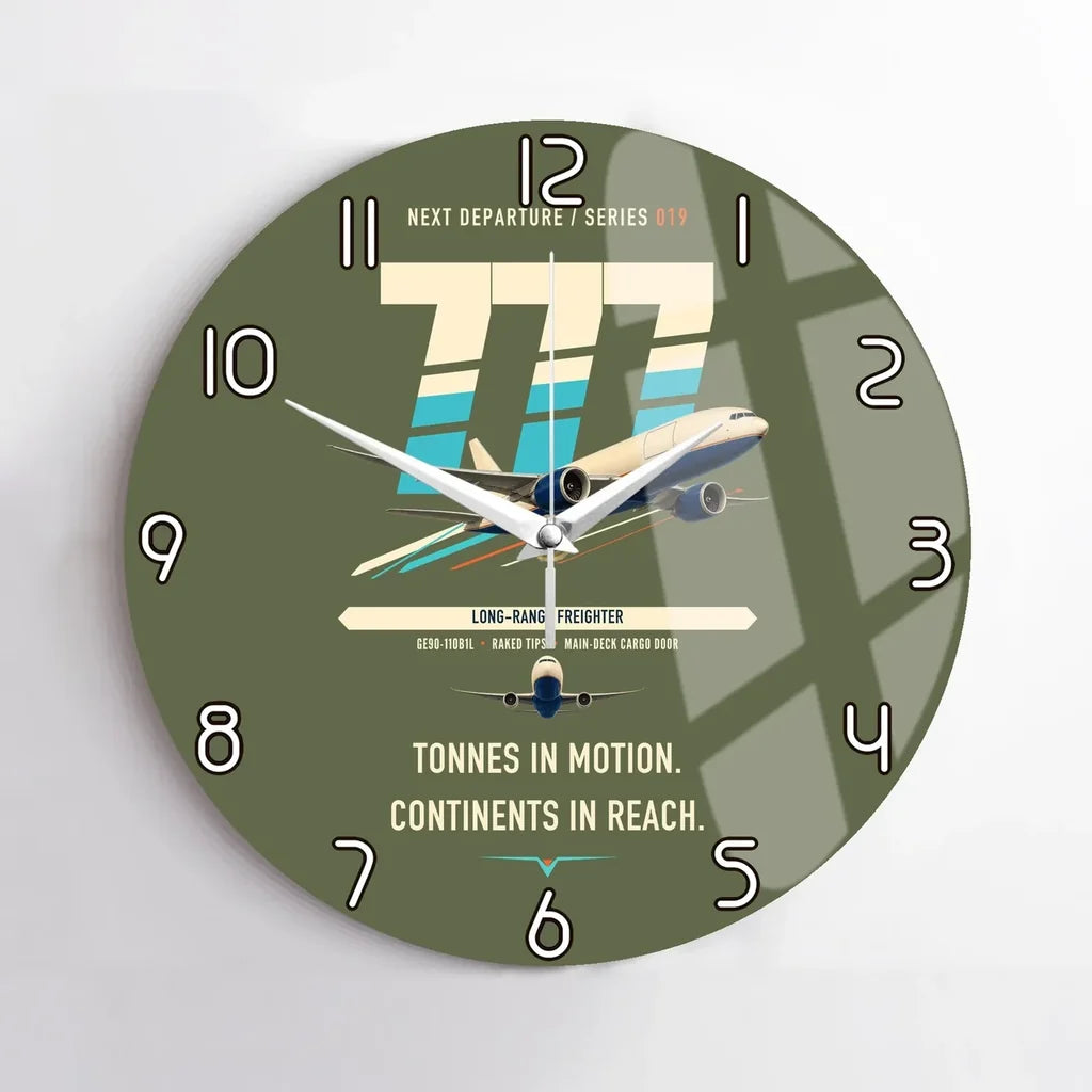 Boeing 777F design on green army no frame wall clock