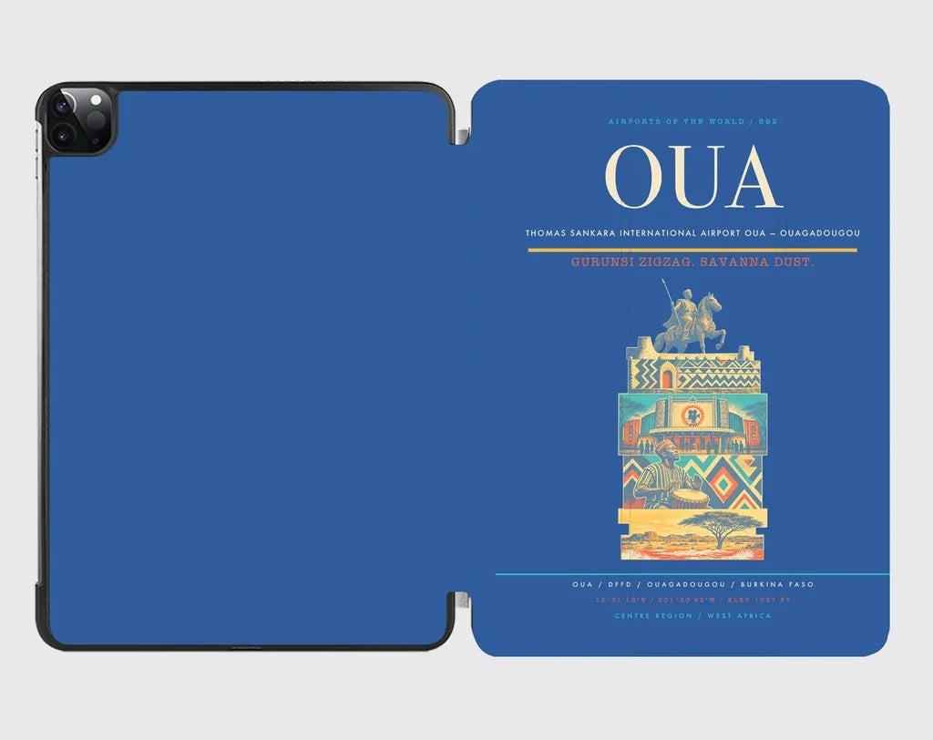 Thomas Sankara International Airport (OUA) design on blue ipad tablet case