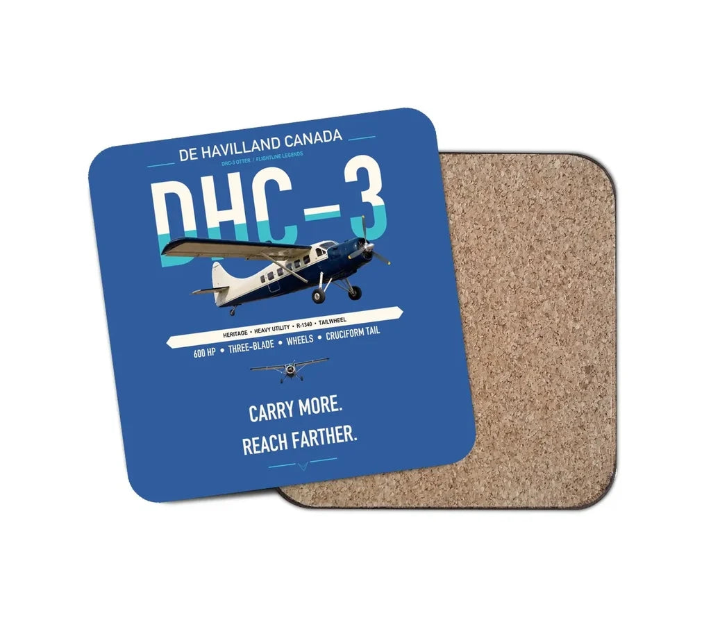 DHC-3 Otter design on blue 1 piece coaster