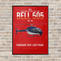 Thumbnail for Bell 505 vertical canvas print - framed - red background