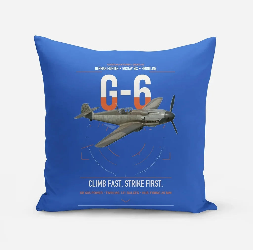 Messerschmitt Bf 109G-6 design on blue pillow