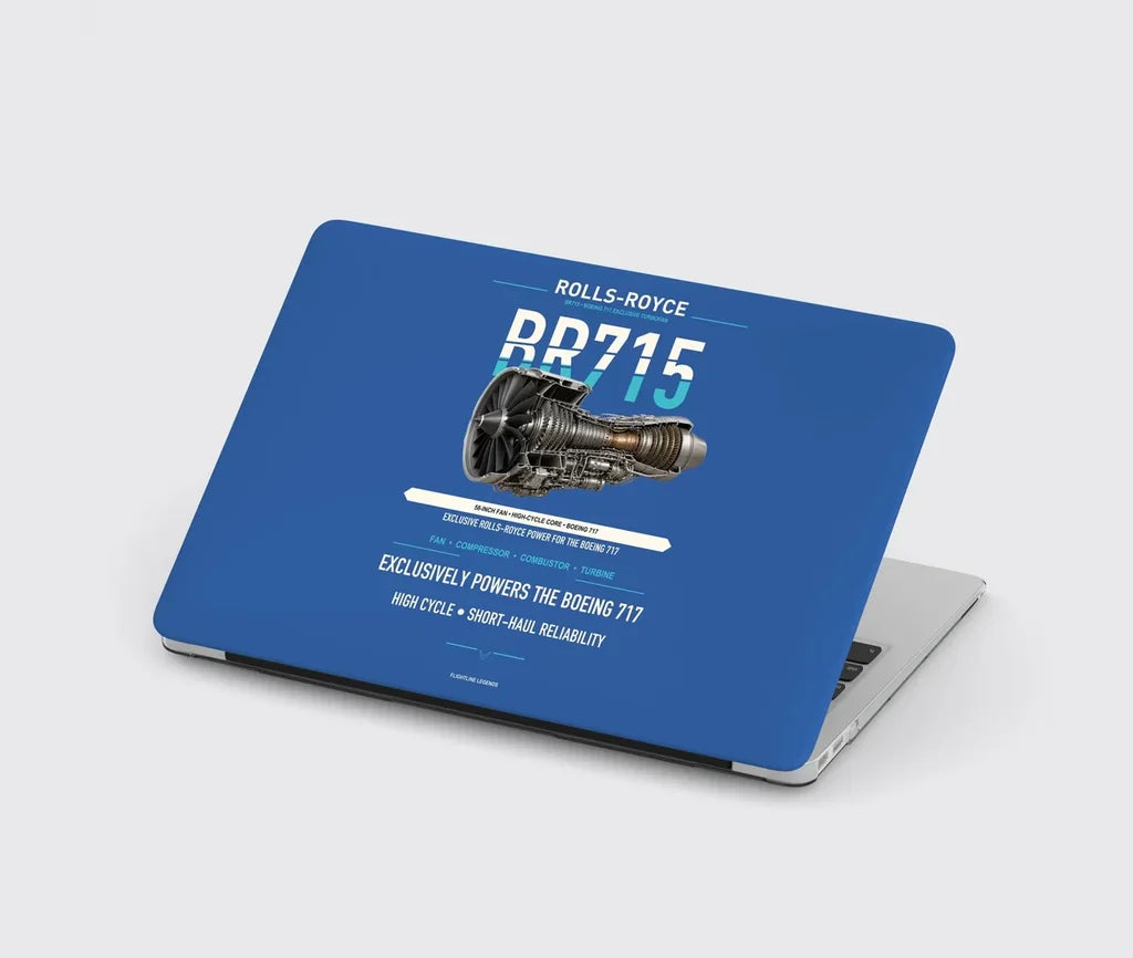BR715 design on blue MacBook case