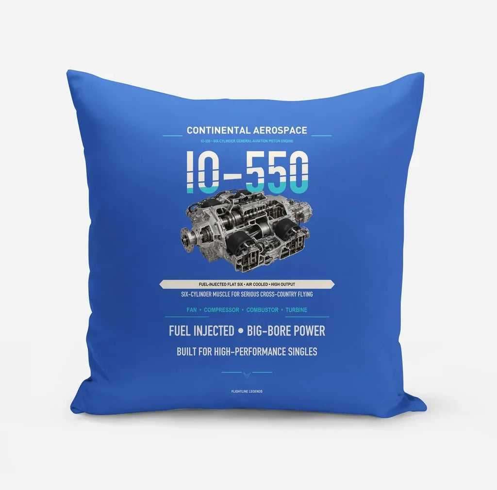 IO-550 design on blue pillow
