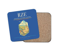 Thumbnail for Rzeszów-Jasionka Airport (RZE) design on blue 1 piece coaster