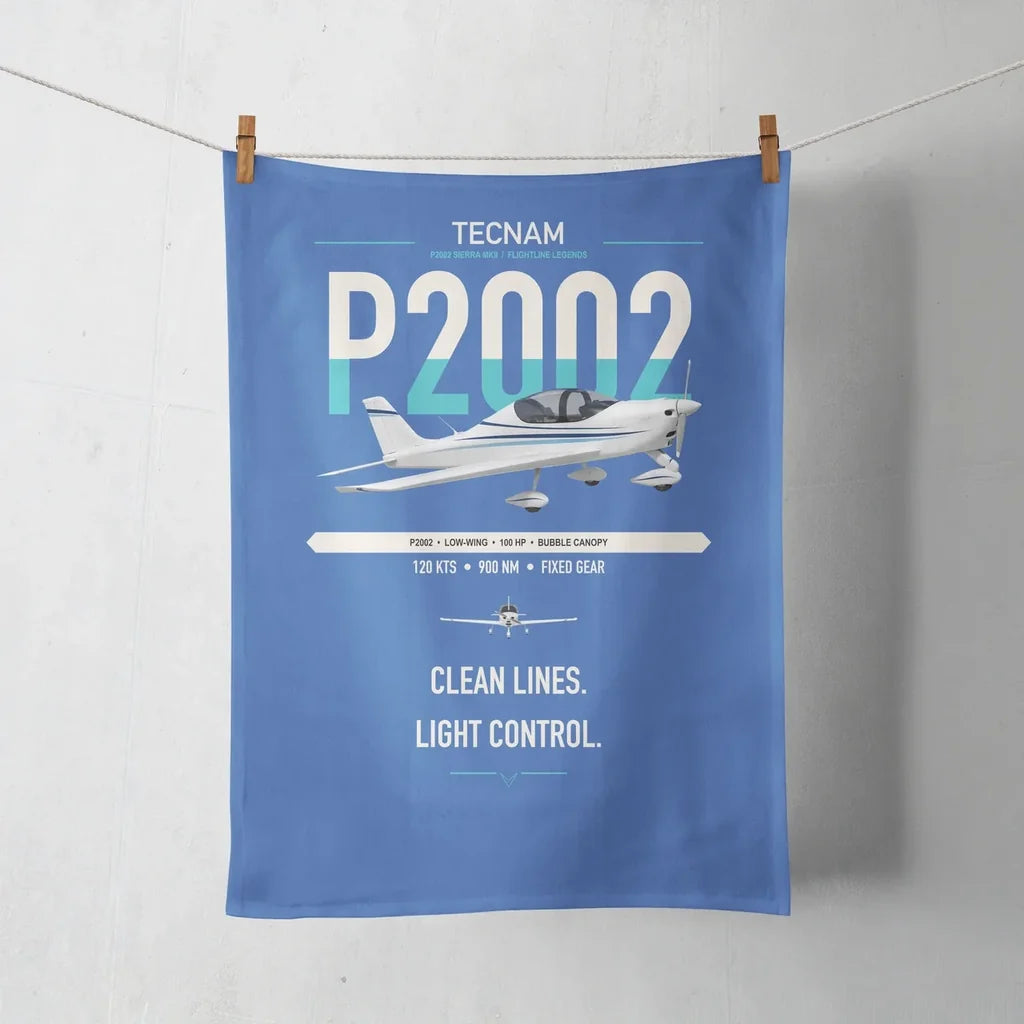 Tecnam P2002 Sierra MkII design on blue towel