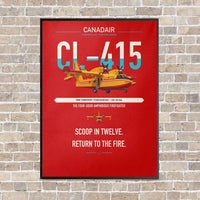 Thumbnail for Canadair CL-415 vertical canvas print - framed - red background
