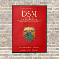 Thumbnail for Des Moines International Airport DSM vertical canvas print - framed - red background