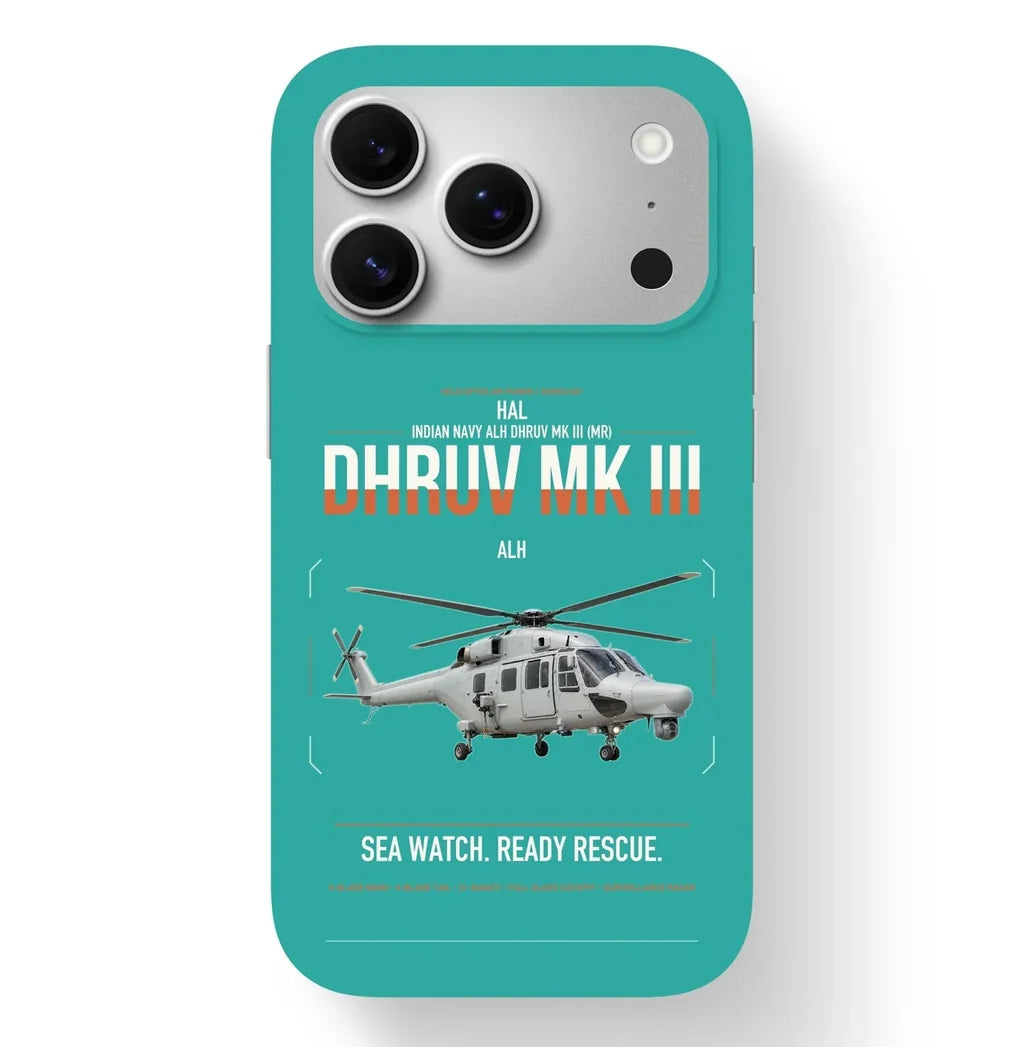 HAL ALH Dhruv Mk III design on turquoise magsafe iphone case, for iPhone 17 Pro