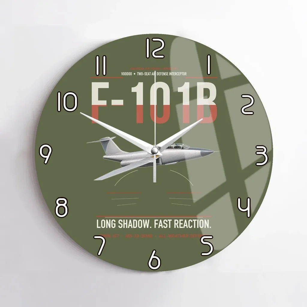 F-101B Voodoo design on green army no frame wall clock