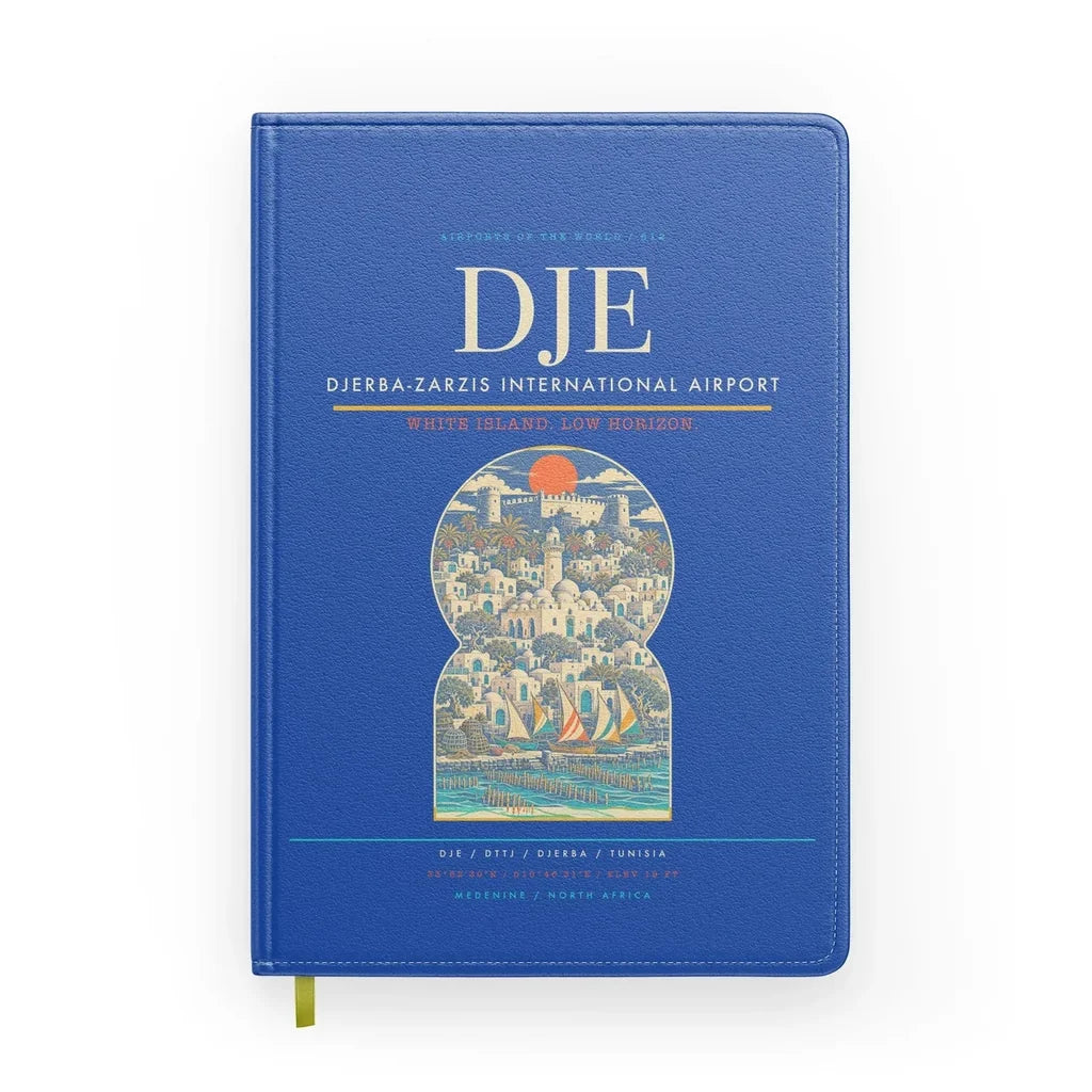 Djerba-Zarzis International Airport (DJE) design on blue notebook