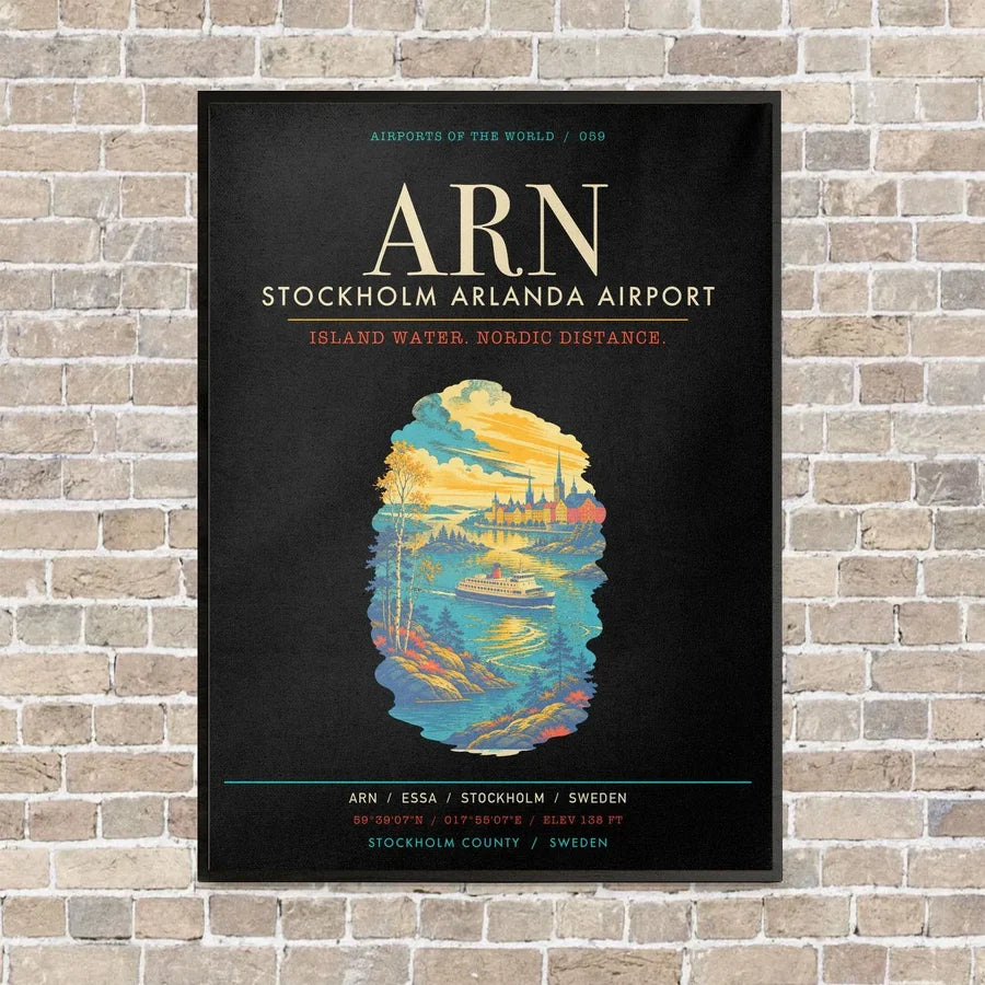 Stockholm Arlanda Airport ARN - Canvas Framed - Black