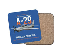 Thumbnail for A-29 Super Tucano Light Attack design on blue 1 piece coaster