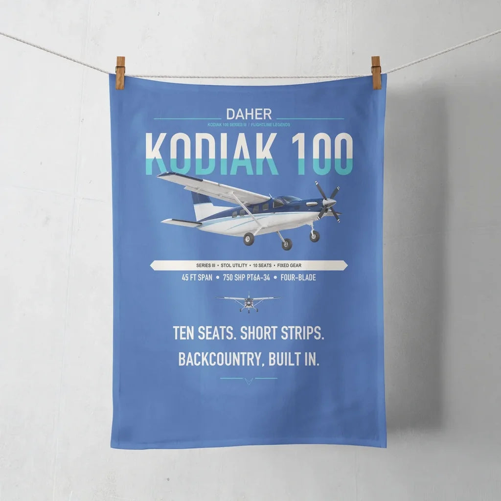 Daher Kodiak 100 Series III design on blue towel