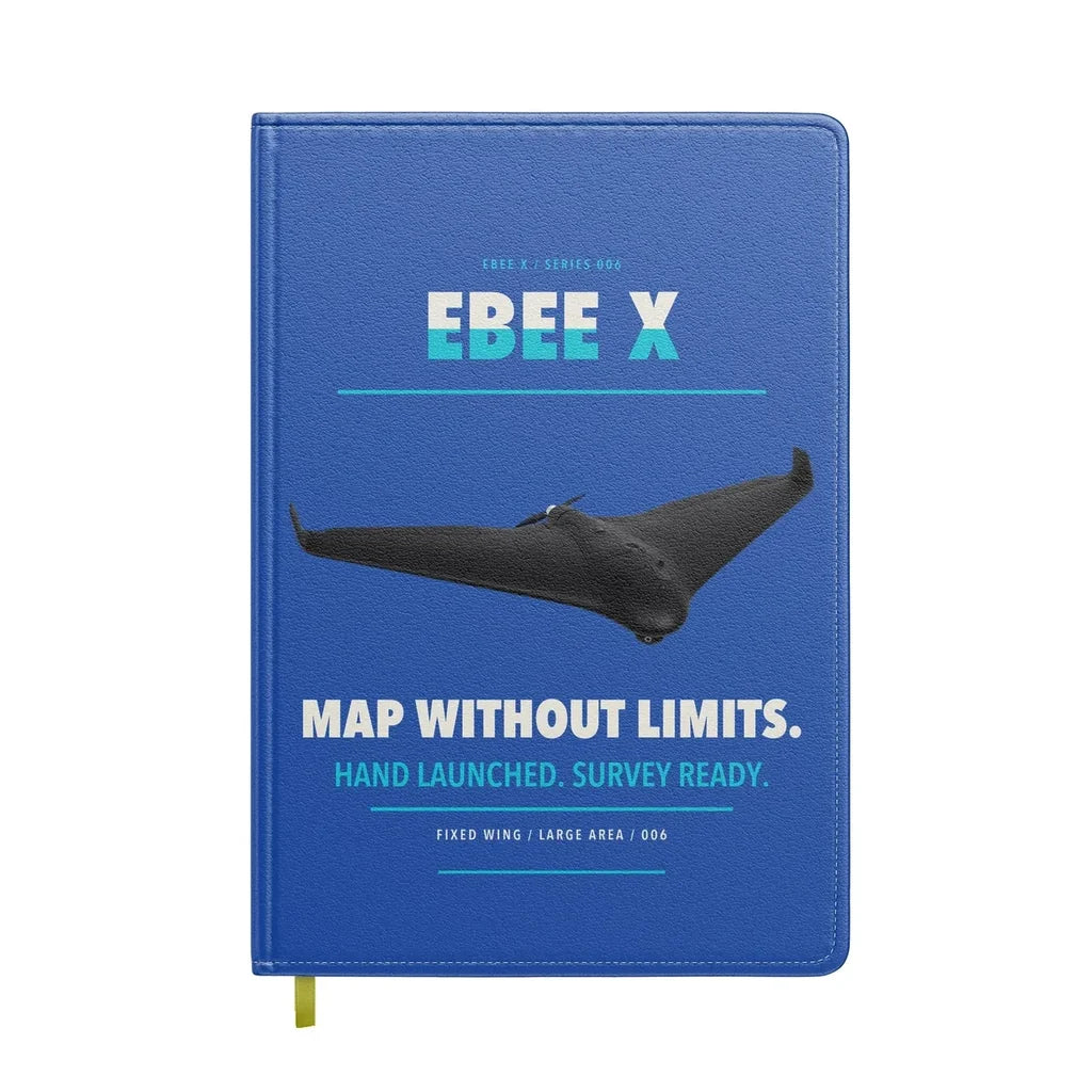 AgEagle eBee X design on blue notebook