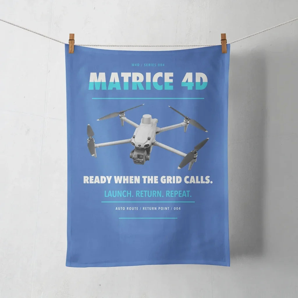 DJI Matrice 4D design on blue towel