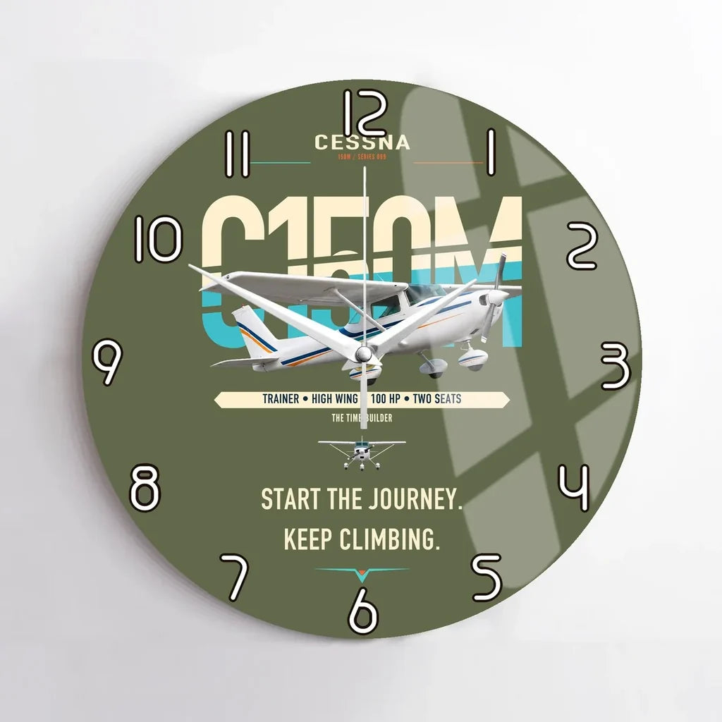 Cessna 150M design on green army no frame wall clock