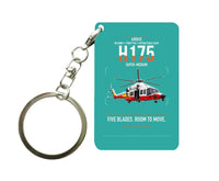 Thumbnail for Airbus H175 design on turquoise designed key chain, double-side print