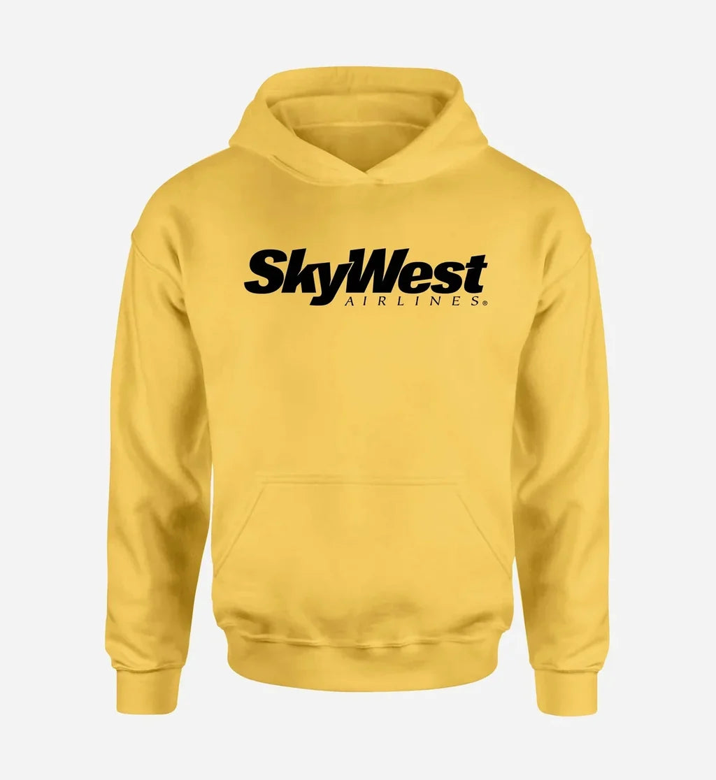 Skywest Airlines logo printed on yellow hoodie