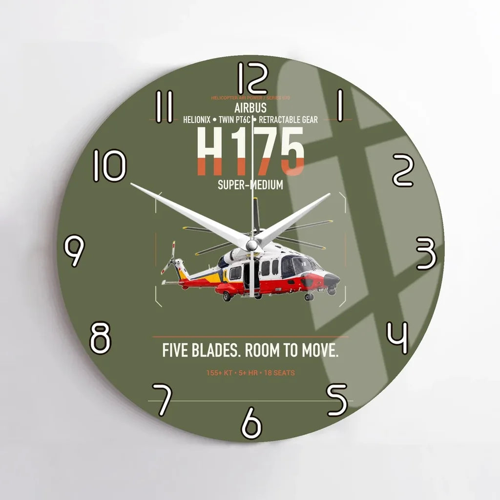 Airbus H175 design on green army no frame wall clock
