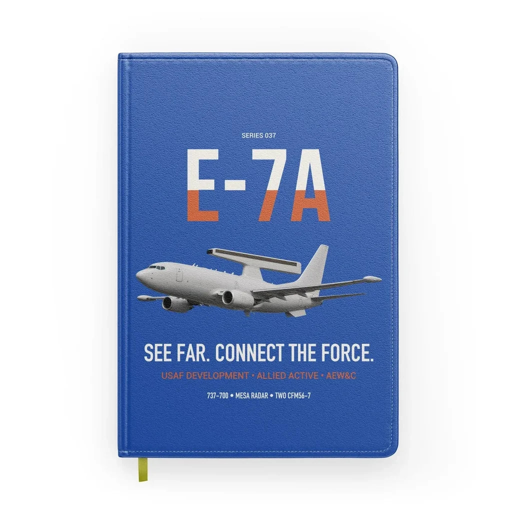 E-7A Wedgetail design on blue notebook