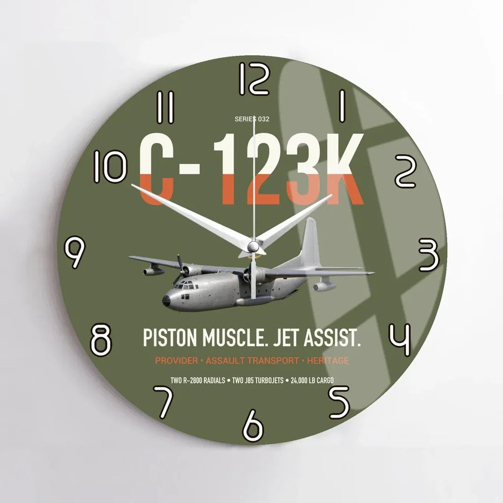 C-123K Provider design on green army no frame wall clock