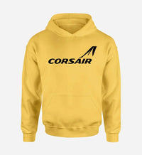 Thumbnail for Corsair Airlines logo printed on yellow hoodie