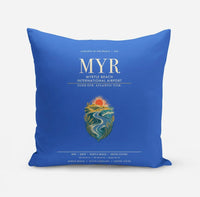 Thumbnail for Myrtle Beach International Airport (MYR) design on blue pillow