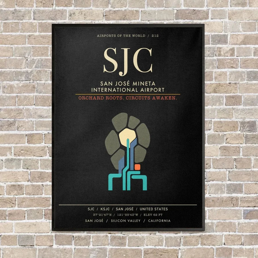 San Jose Mineta International Airport SJC - Canvas Framed - Black