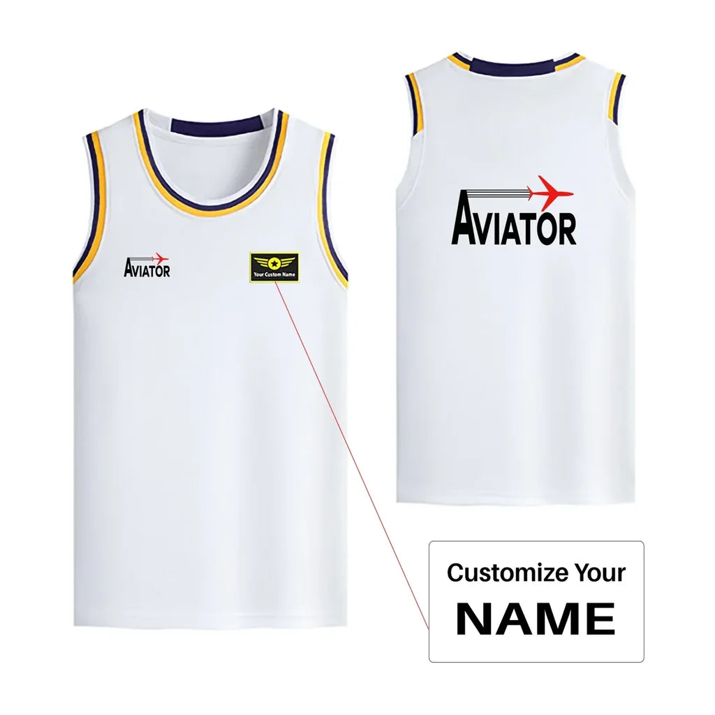 Aviator Designed Basketball Style Sports Tank Tops - view 15