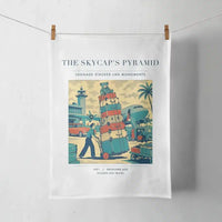 Thumbnail for VINTAGE G4379 - The Skycap's Pyramid - Designed Towels design on white