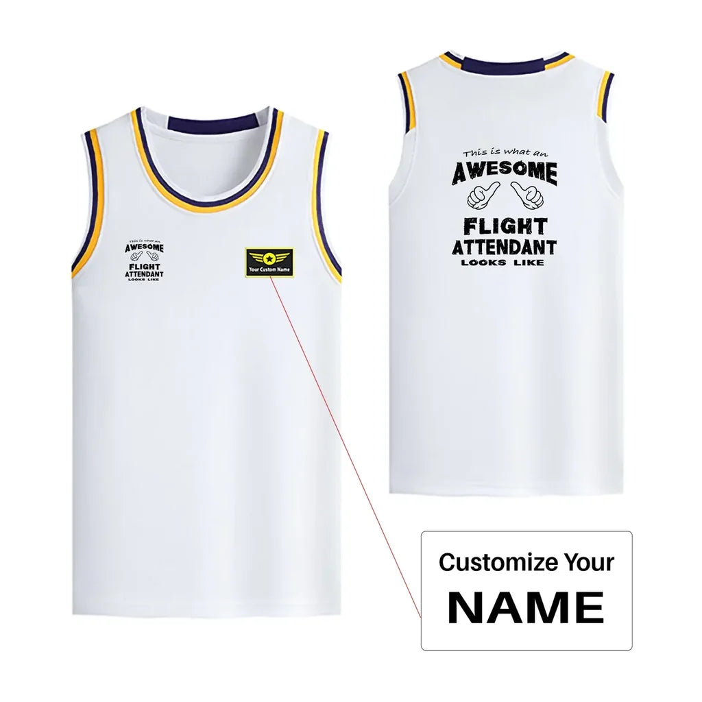 Flight Attendant Designed Basketball Style Sports Tank Tops - view 15