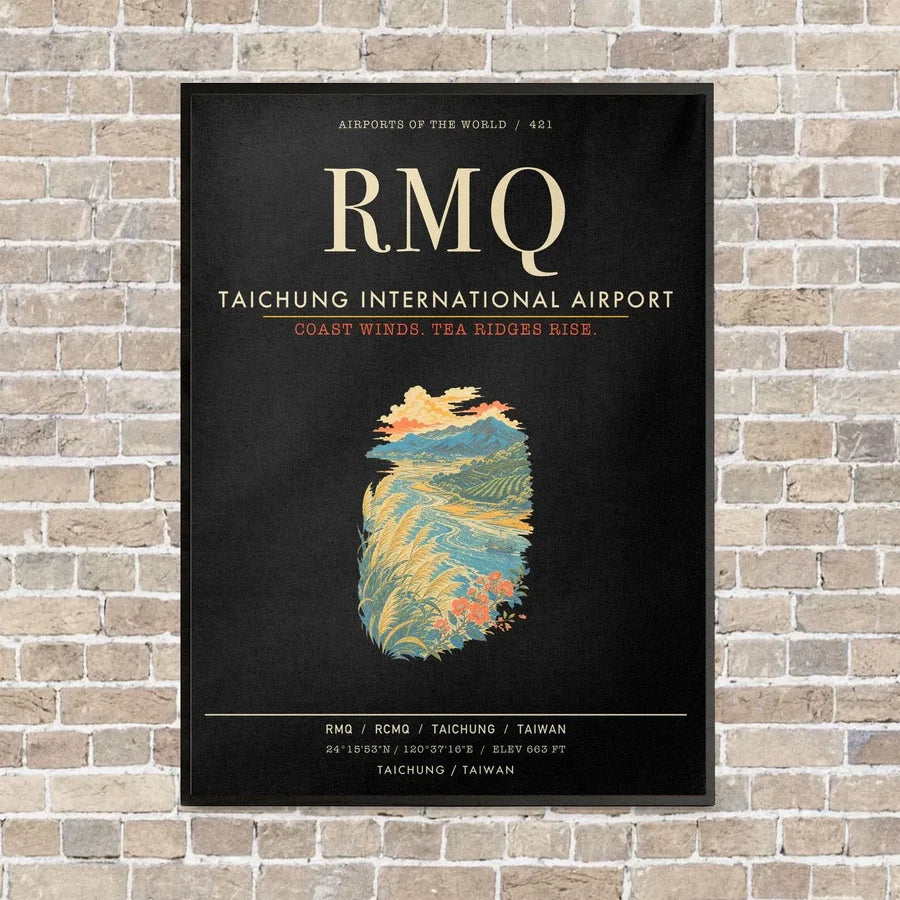 Taichung International Airport RMQ - Canvas Framed - Black