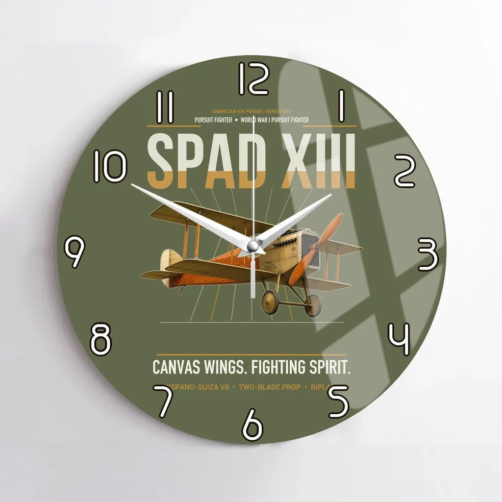 SPAD XIII design on green army no frame wall clock