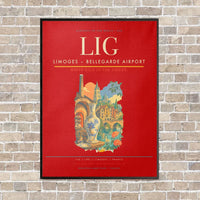 Thumbnail for Limoges – Bellegarde Airport LIG vertical canvas print - framed - red background