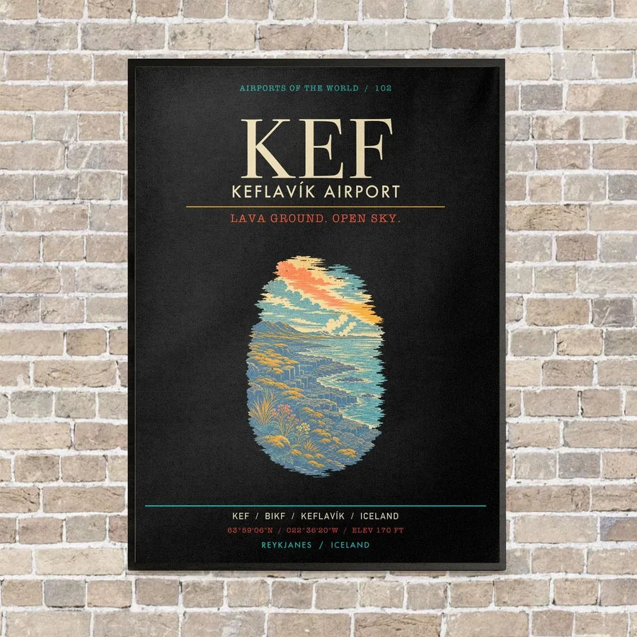 Keflavik Airport KEF - Canvas Framed - Black
