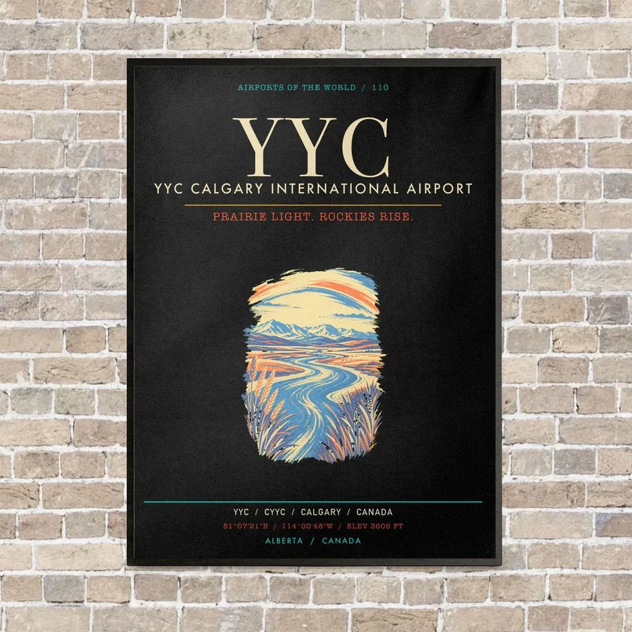 YYC Calgary International Airport - Canvas Framed - Black