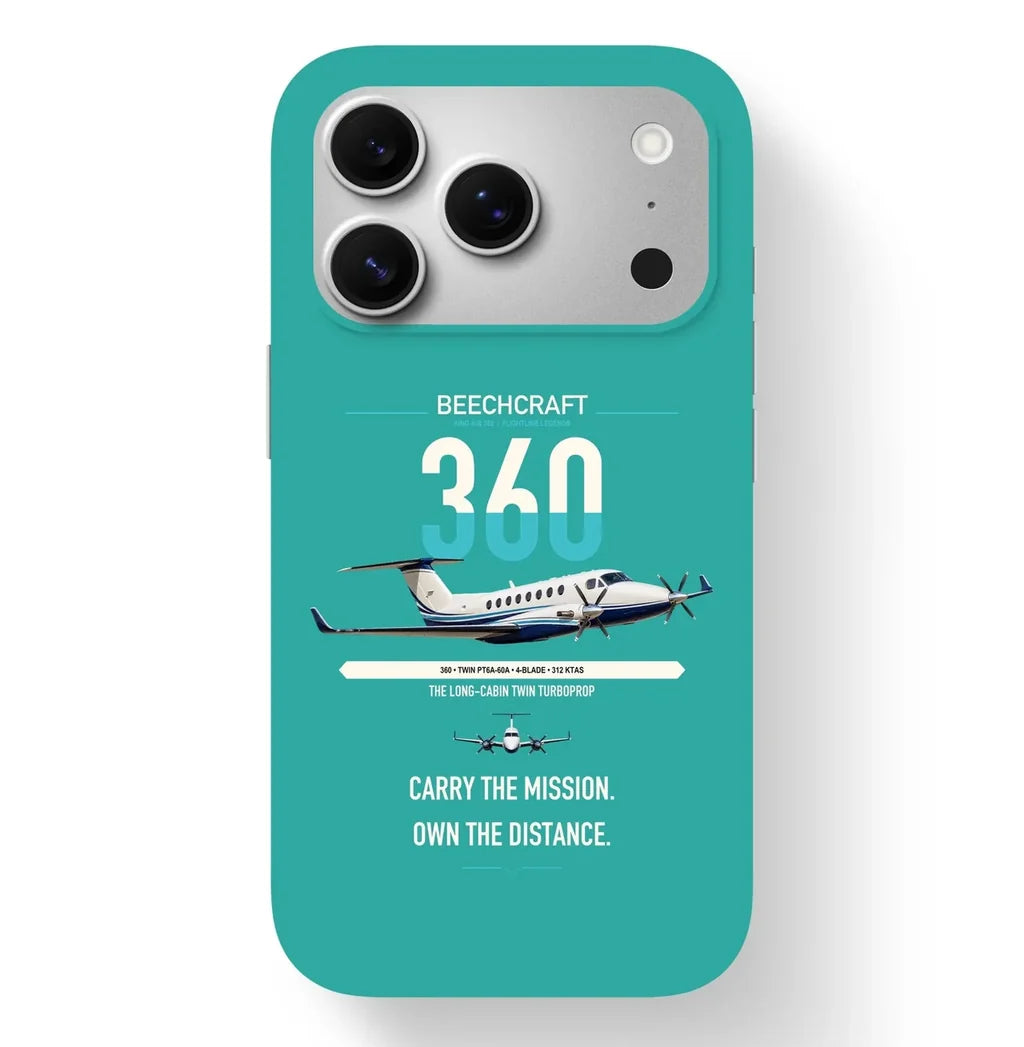 Beechcraft King Air 360 design on turquoise magsafe iphone case, for iPhone 17 Pro