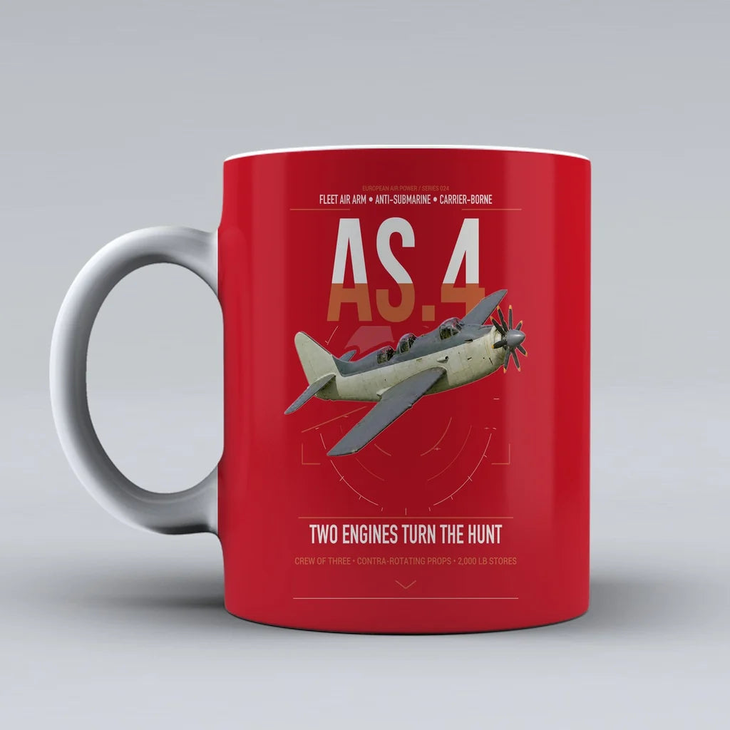 Fairey Gannet AS.4 design on red ceramic mug, double-side print