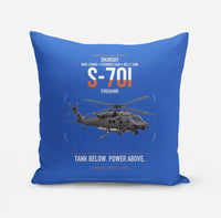 Thumbnail for Sikorsky S-70i FIREHAWK design on blue pillow
