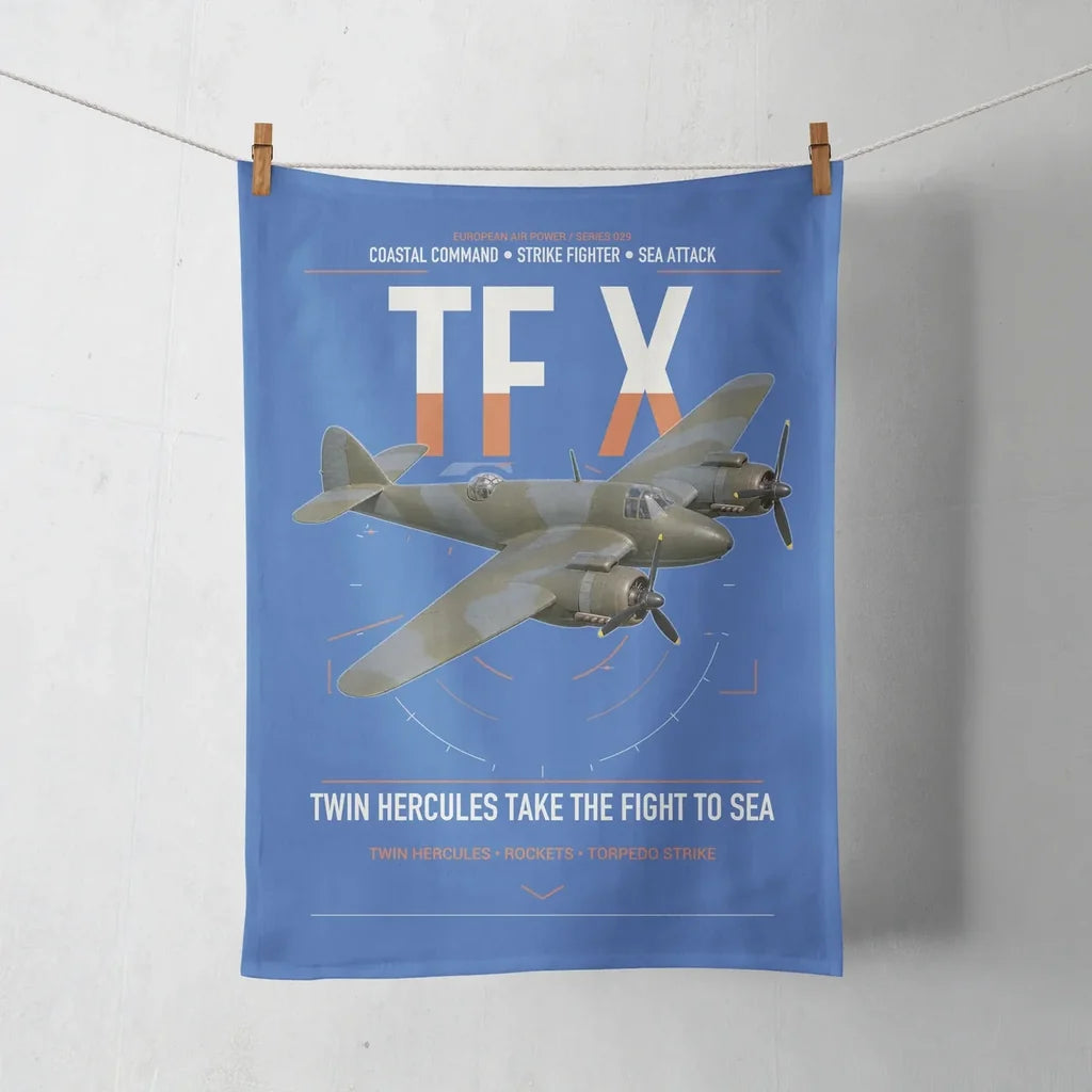 Bristol Beaufighter TF X design on blue towel
