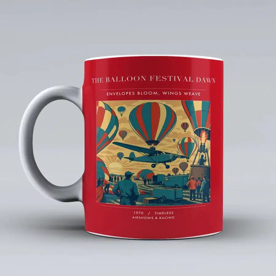 VINTAGE G4394 - The Balloon Festival Dawn - Ceramic Mug design on red
