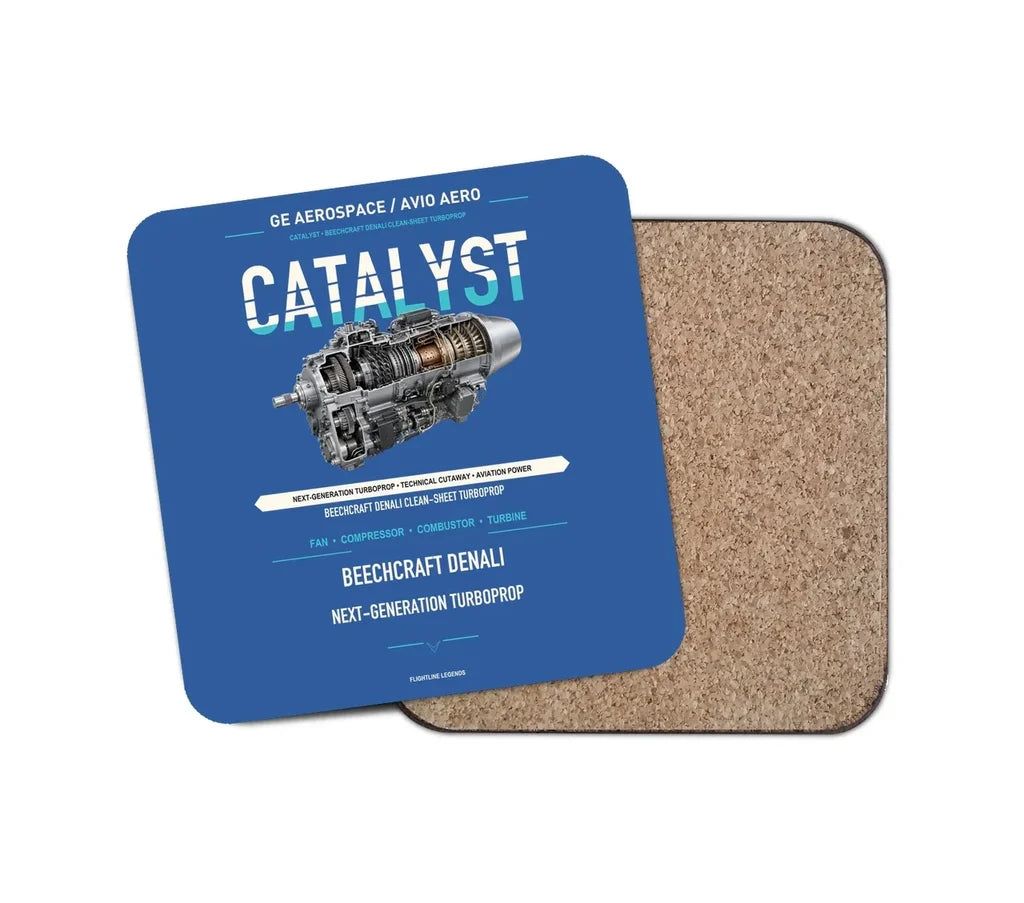 CATALYST design on blue 1 piece coaster