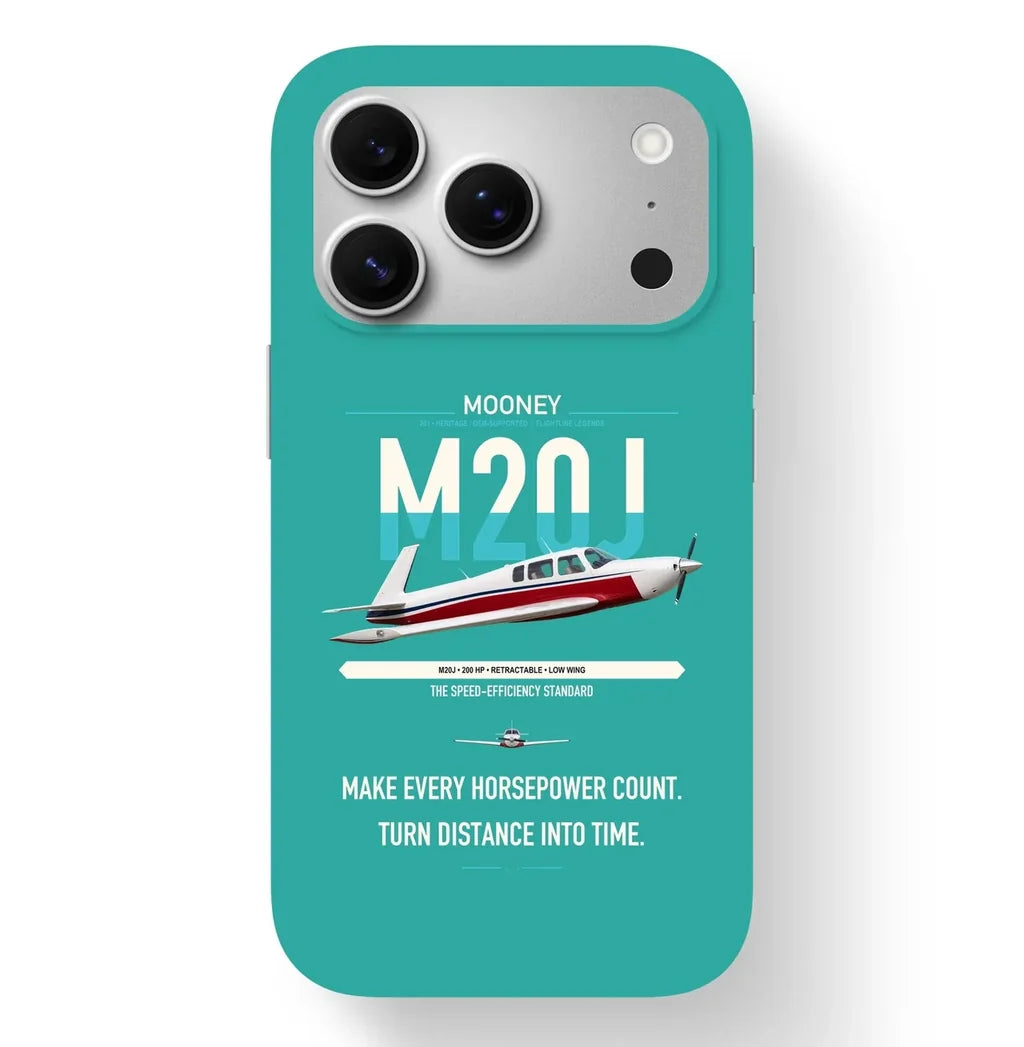 Mooney M20J 201 design on turquoise magsafe iphone case, for iPhone 17 Pro