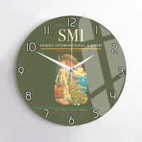 Thumbnail for Samos International Airport (SMI) design on green army no frame wall clock